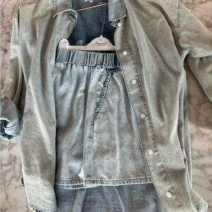 Good American embellished Denim Shirt and Short Set